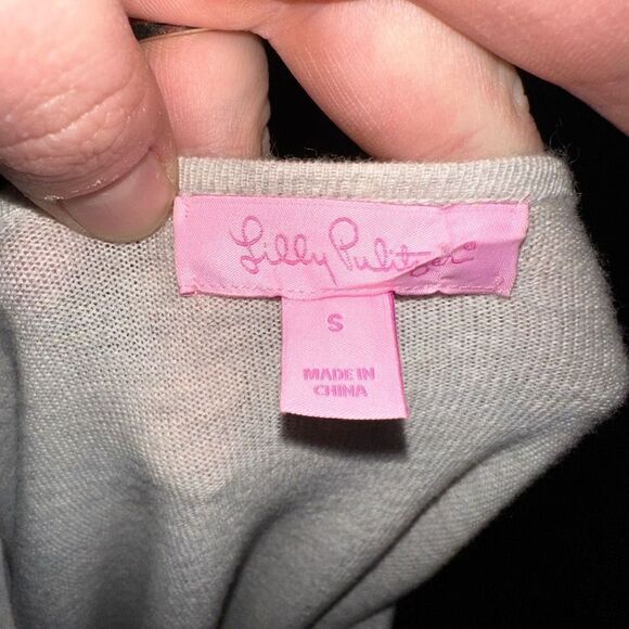 Lilly Pulitzer Ferrera cream tasseled S drape neck sweater - Picture 4 of 5